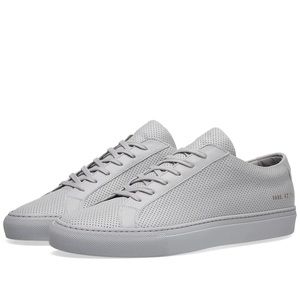 Common Projects Perforated Gray Leather Training Sneakers Shoes